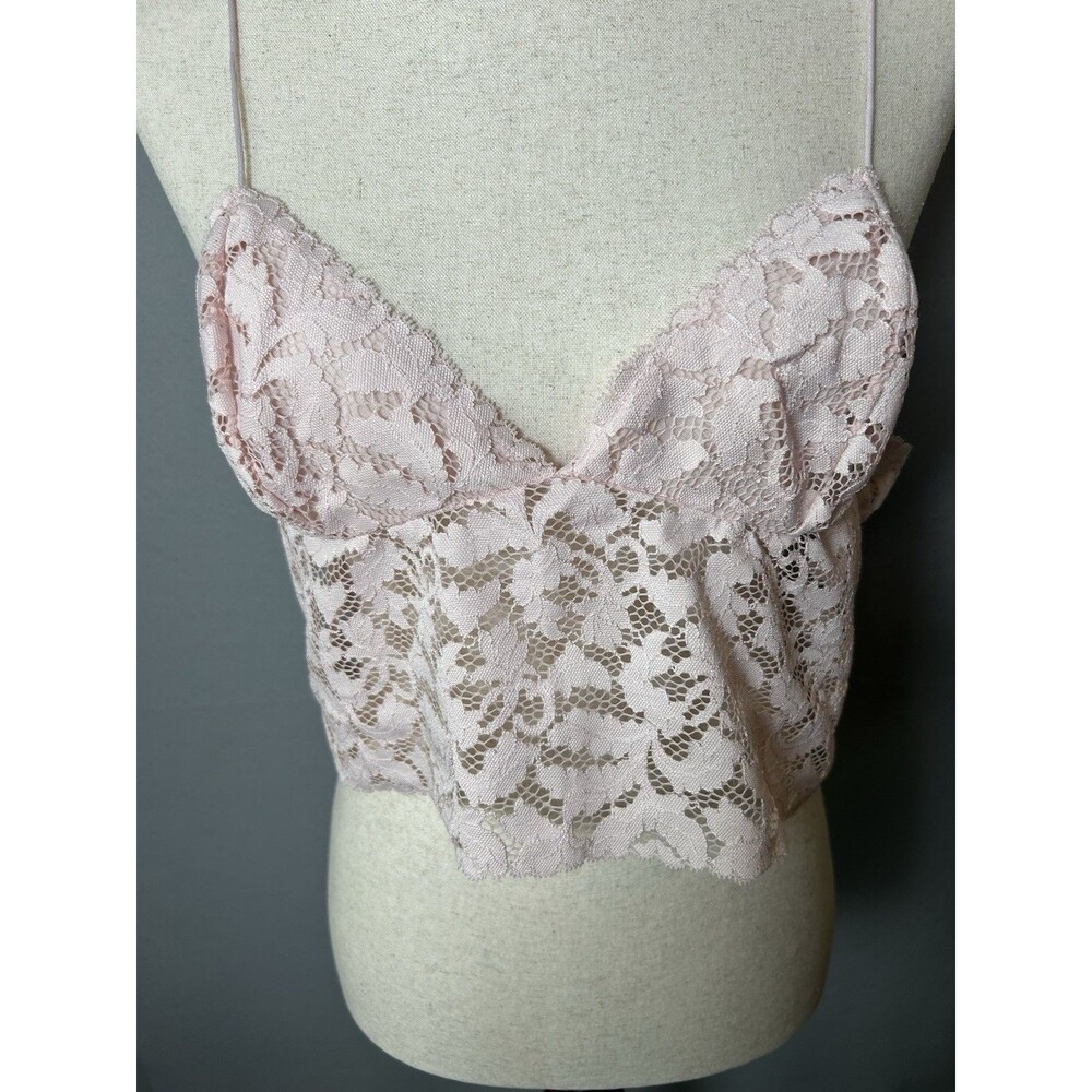 Intimately Free People‎ Pink Lace Cami Cropped Bralette Coquette Sz L - Picture 2 of 8